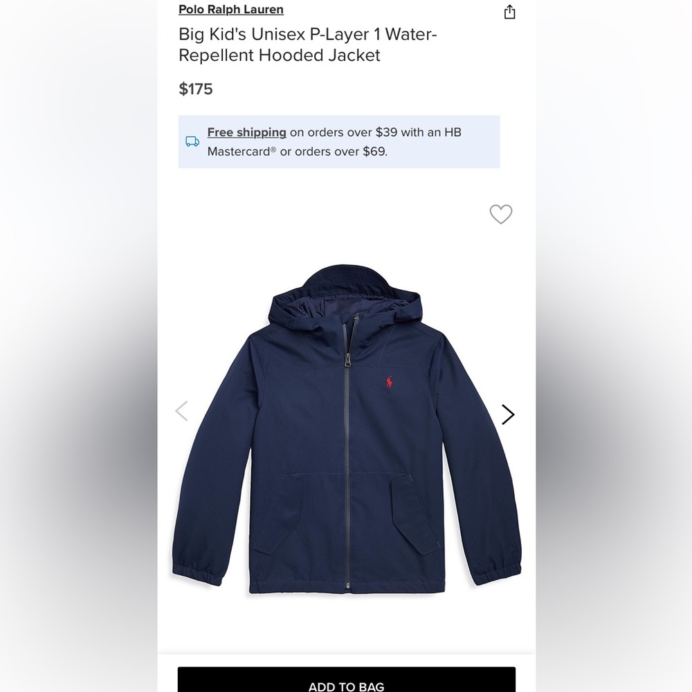 Polo Ralph Lauren

Big Kid's Unisex P-Layer 1 Water-Repellent Hooded Jacket